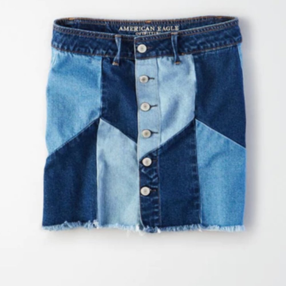 AE HIGH-WAISTED FESTIVAL DENIM SKIRT